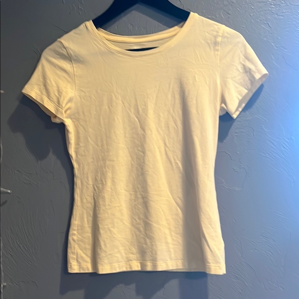 Old Navy Cream Cuffed Sleeve Fitted T-Shirt
